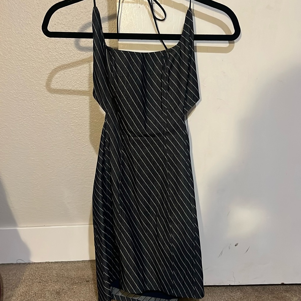 Denim striped form fitted dress